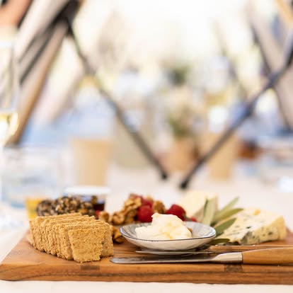 A grazing board and wine at a Little Donkey Estate event